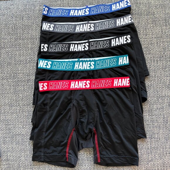 🩳 Hanes Moves X‑Temp® Tagless Boxer Briefs – Youth L (12–14) – 5‑Pack - Picture 1 of 4